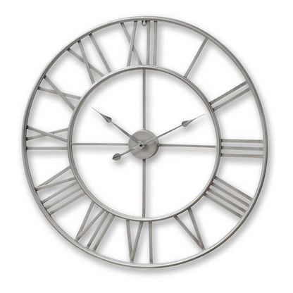 Silver Skeleton Clock 80cm Silver