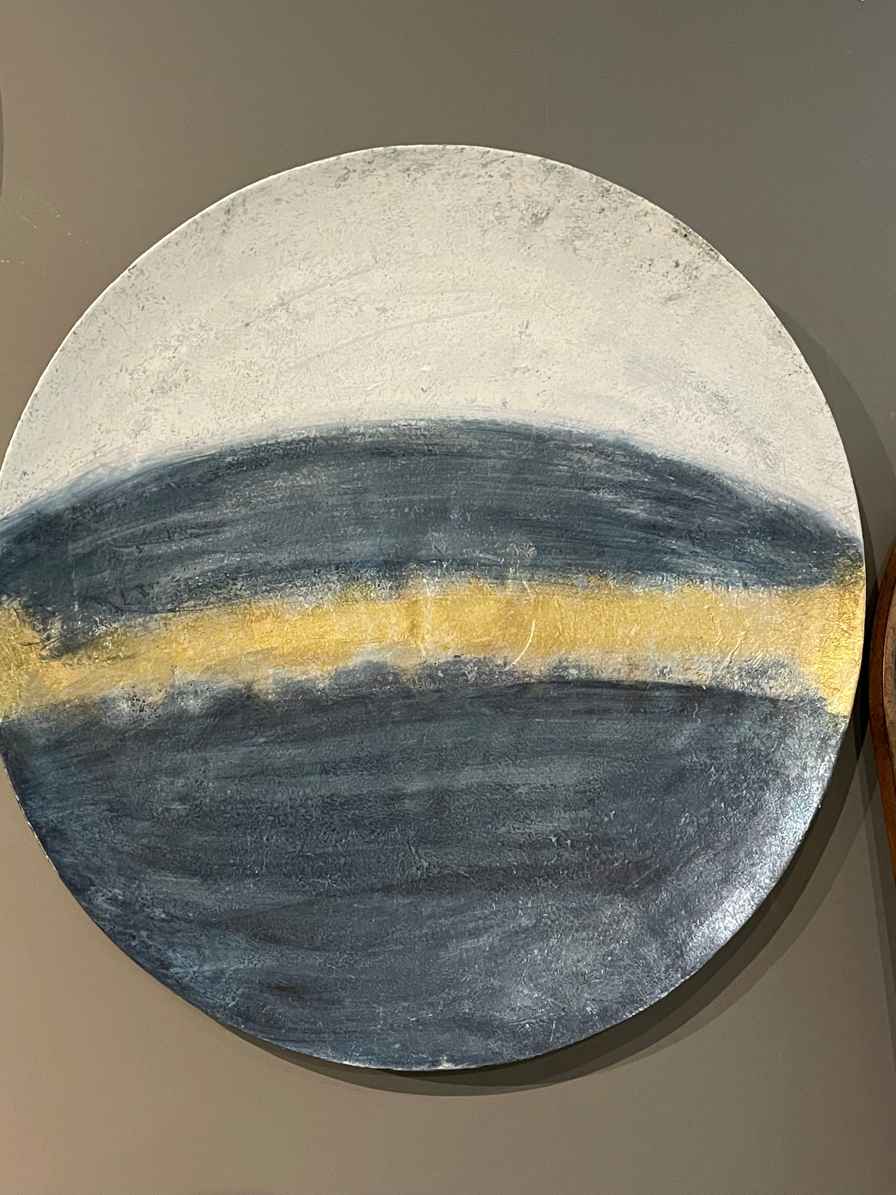 Blue and  gold large wall disc