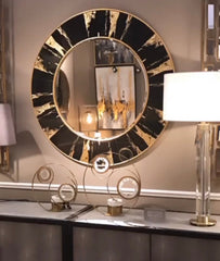 Venice Black and Gold Round Mirror