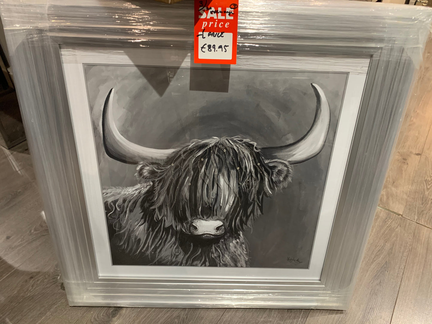 Large framed picture . Highland Cow  75 cm reduced to clear  HALF PRICE for collection