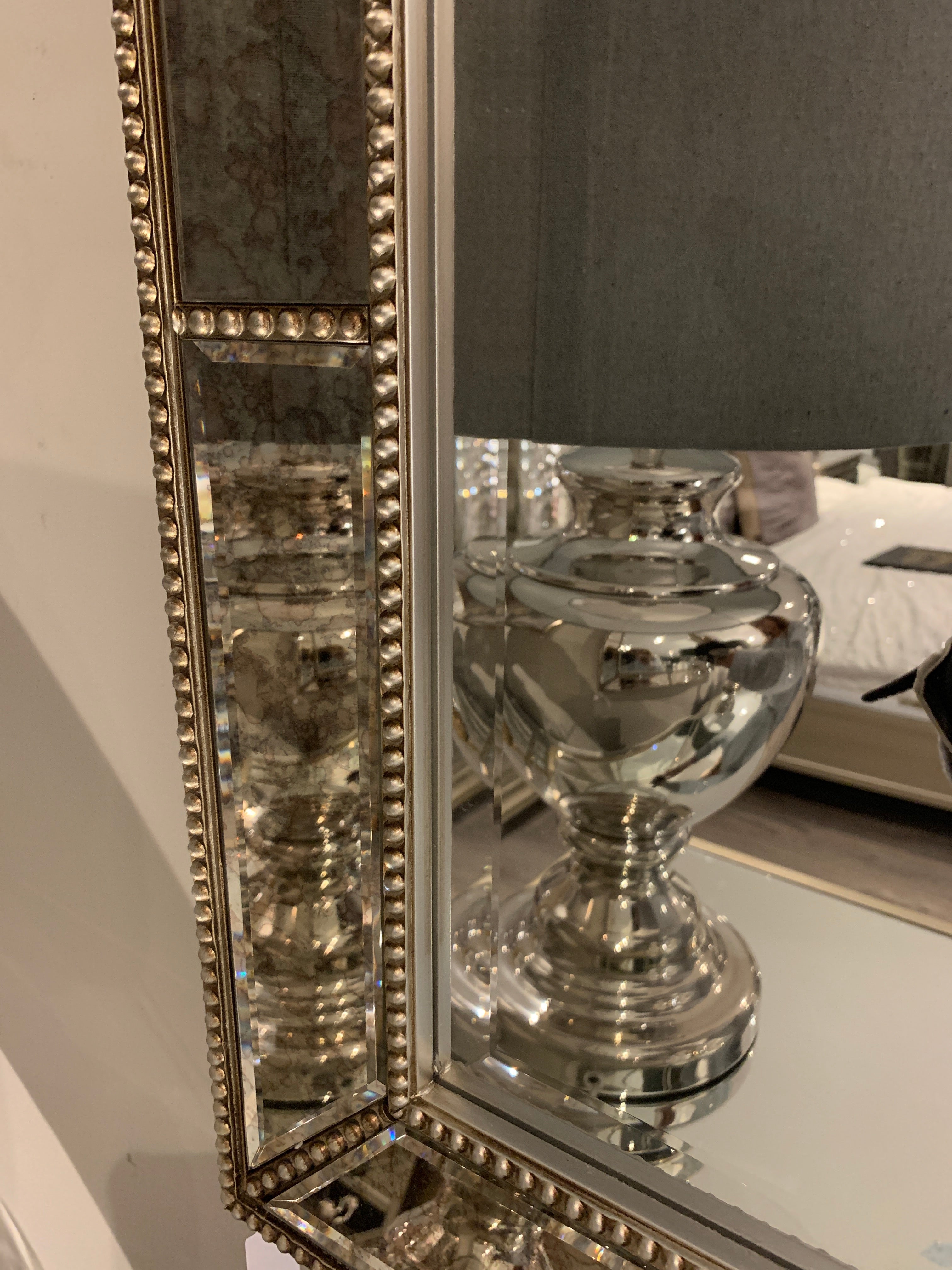 Galway Beaded mirror with antiqued glass panels 3099