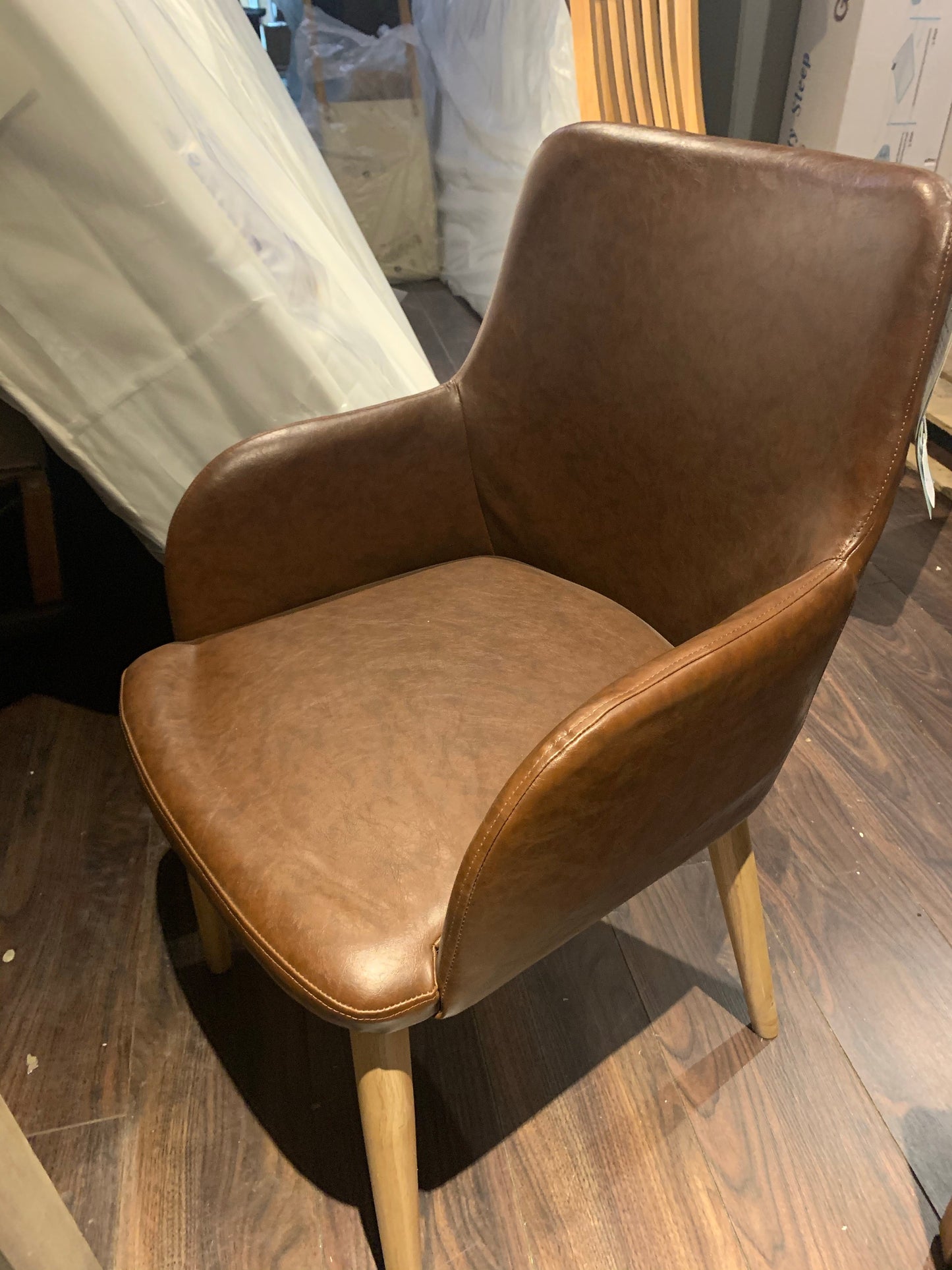 Set of Sidcup tan leather chairs  Half price click n collect