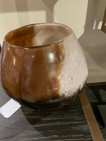 Solan glass vase in tones of grey Brown