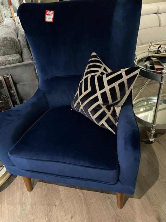 Freya occasional wingback arm chair in stunning  Royal Navy  BLUE ARMCHAIR   !