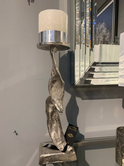 Silver  Leaf candle holder