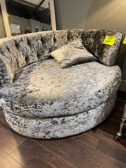 Swivel velvet armchair  less than half HALF PRICE . Instore purchase only