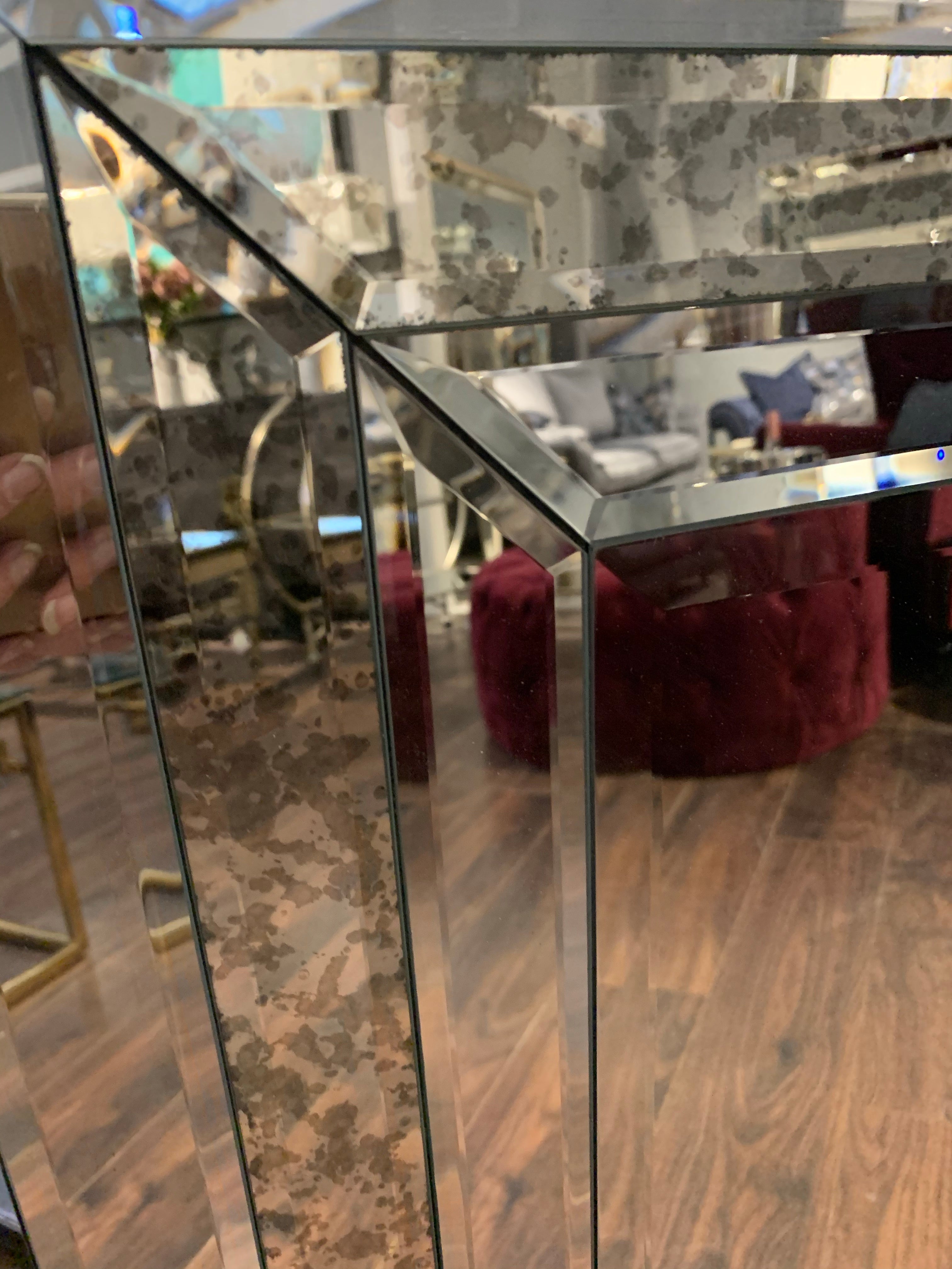 Madison square mirror with antiqued glass borders