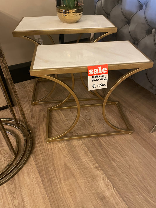 Bella marble top  with gold nest of 2 tables  Instore purchase to collect