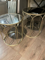 Nest of tables in champagne with mirror top for collection only