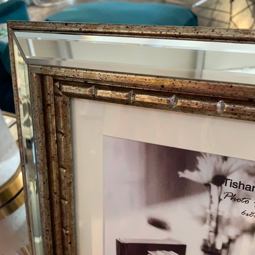 Mirrored gold large photo frame 6 x 8"
