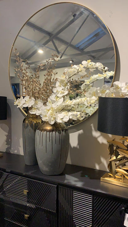 Arlene Round Mirror with GOLD distressed 120 cm  or 90 cm.