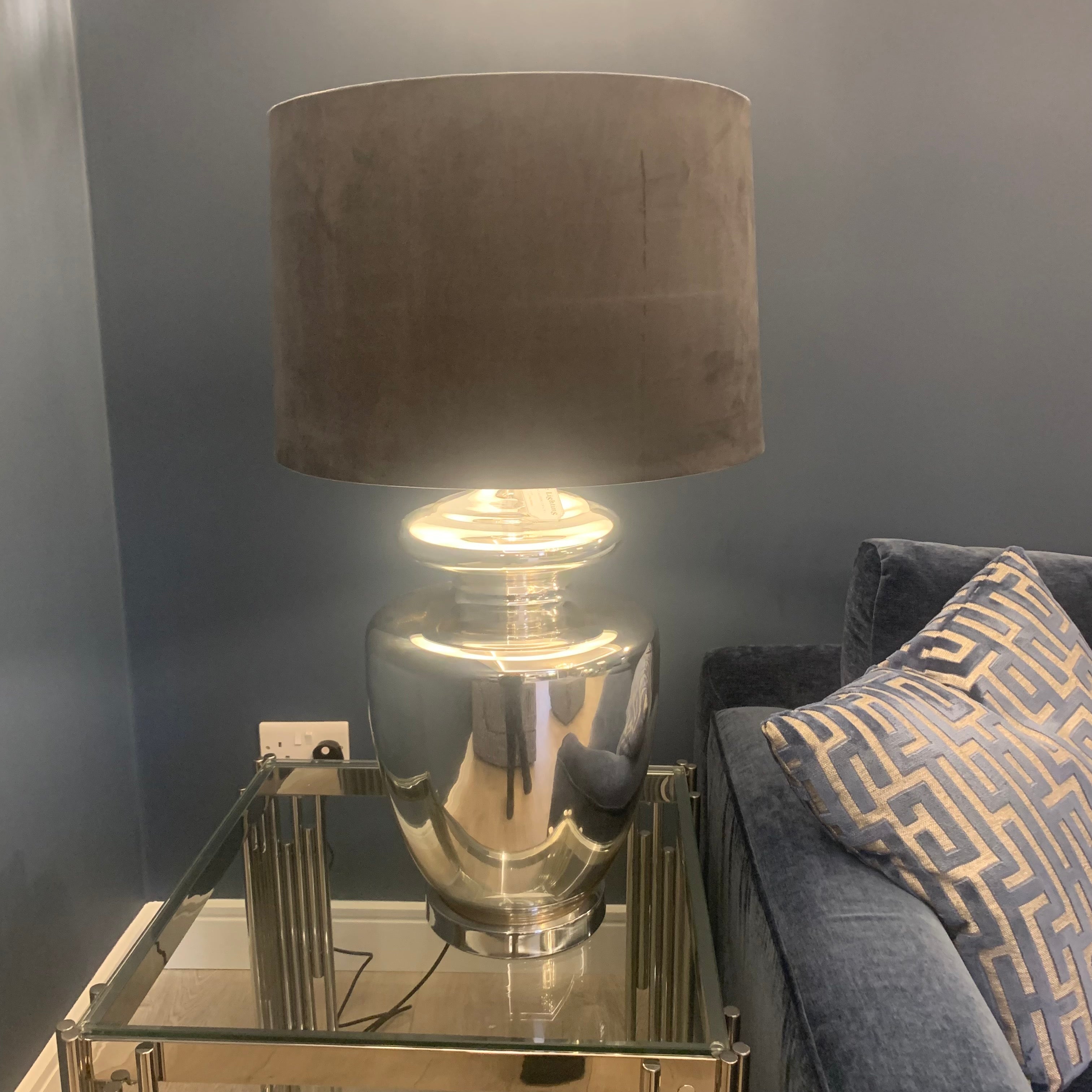 RONDA SILVER GLASS TABLE LAMP