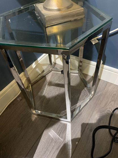 Hexagon Glass End Table in 2 Colours