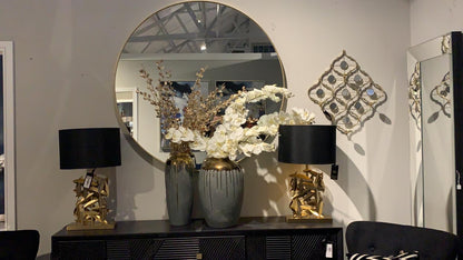 Arlene Round Mirror with GOLD  90cm. Seconds quality collect Instore only