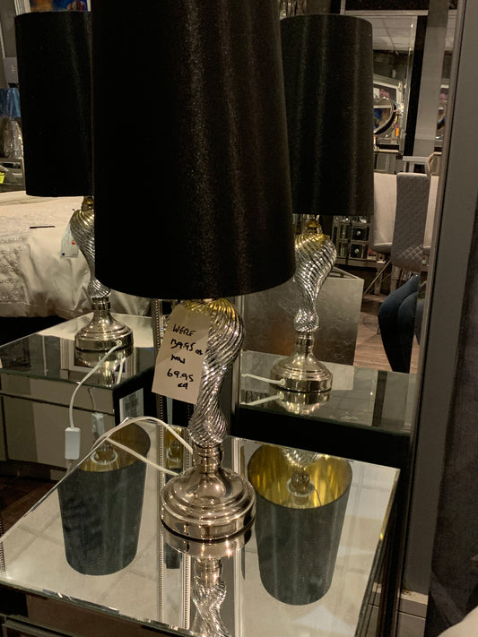 Glass Classic Table Lamp With black velvet  shade OUTLET STORE PURCHASE