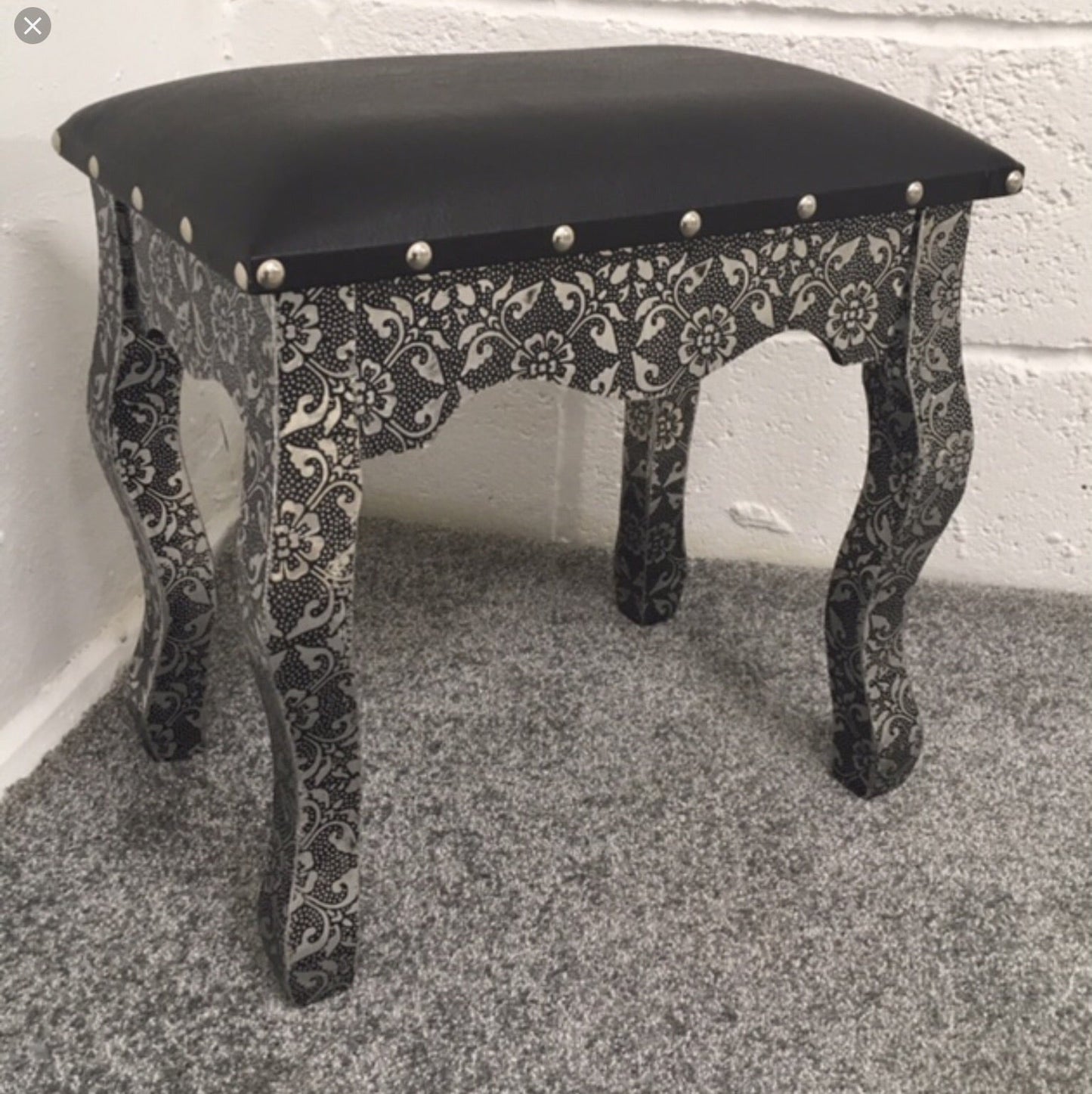 Dressing stool Embossed black legs clearance sale ! Click N collect