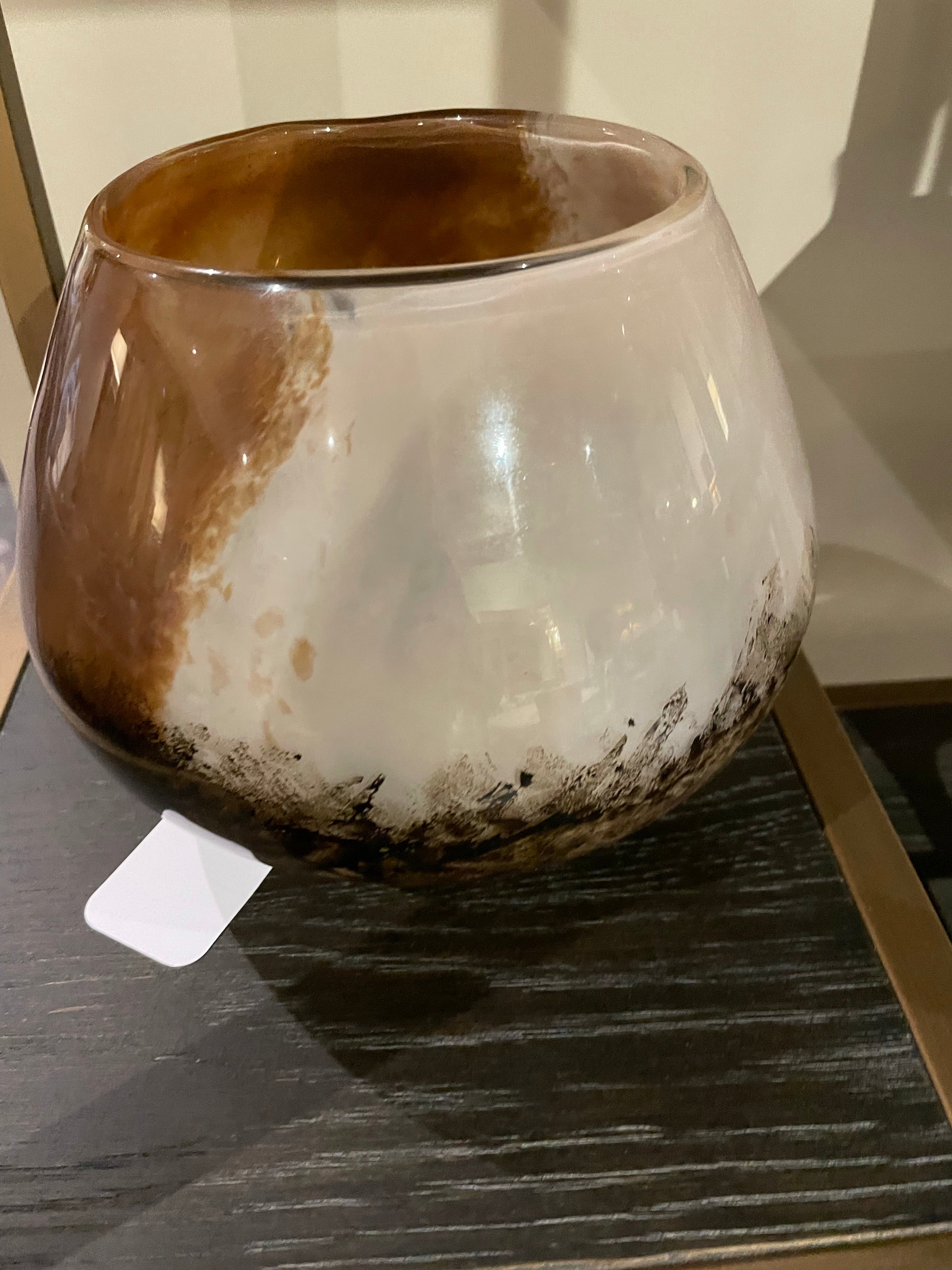 Solan glass vase in tones of grey Brown