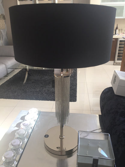 Langan table lamp in nickel with black shade