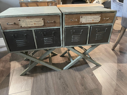 Pair of funky metal Bedside  cabinets Instore clearance sale for collection