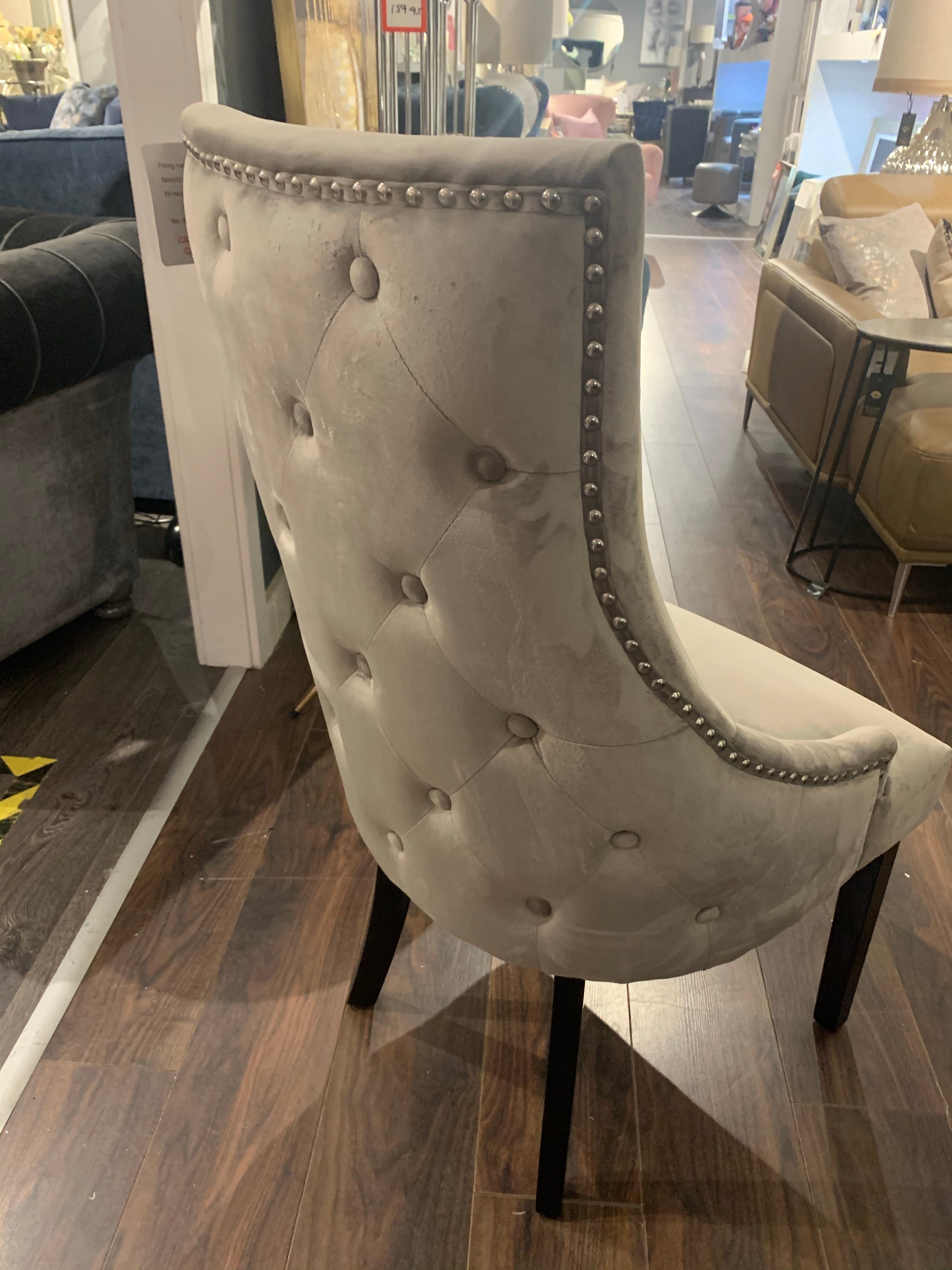 FABULOUS Lola button back dining chair in MINK for collection only last one !