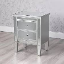 1 x pair of 2 drawer mirrored bedside cabinet 60cm  Royale  Maguire for collection. 1 has small damage on top