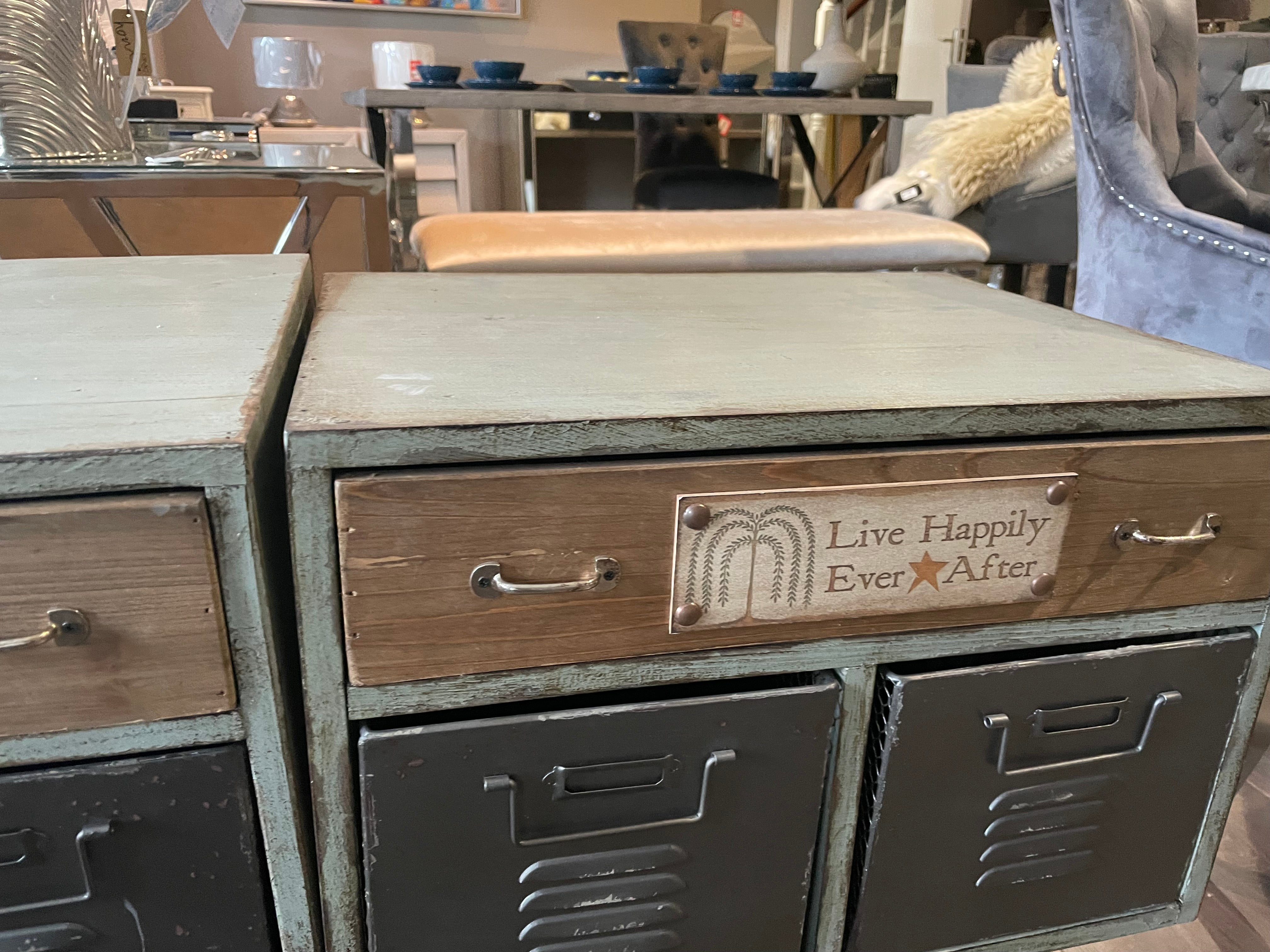 Pair of funky metal Bedside  cabinets Instore clearance sale for collection