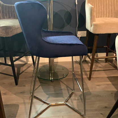 Felix Bar Stool Navy with Chrome Leg for collection only last one HALF PRICE or less