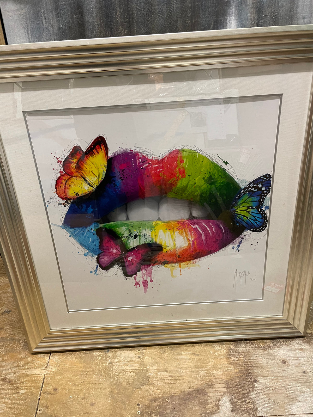 X large Butterfly Kiss framed art Less than HALF PRICE  Click n Collect