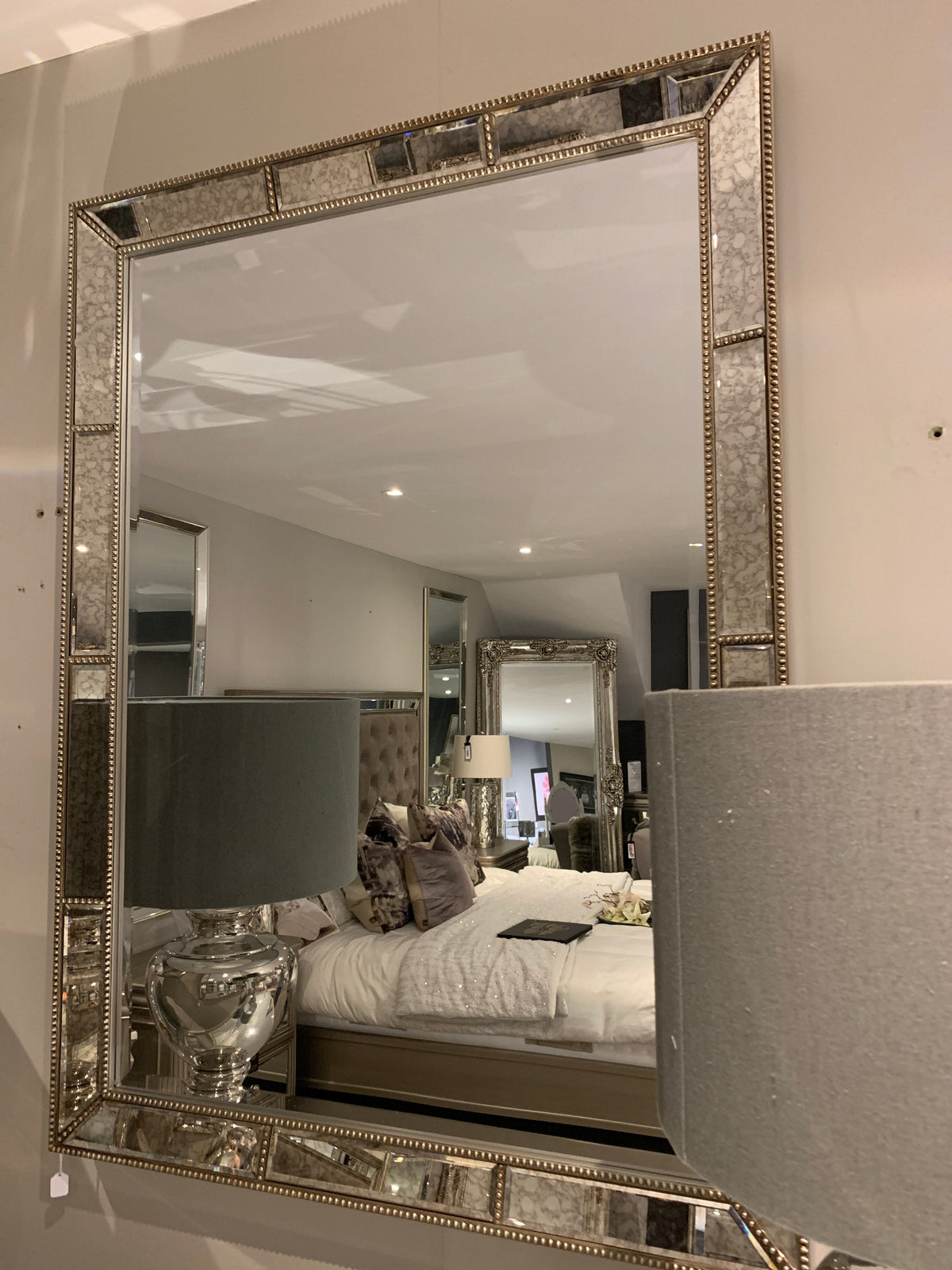 Galway Beaded mirror with antiqued glass panels 3099