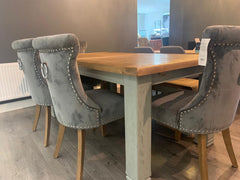 Daniel Weathered Oak Extending table with Elephant breath base ex display
