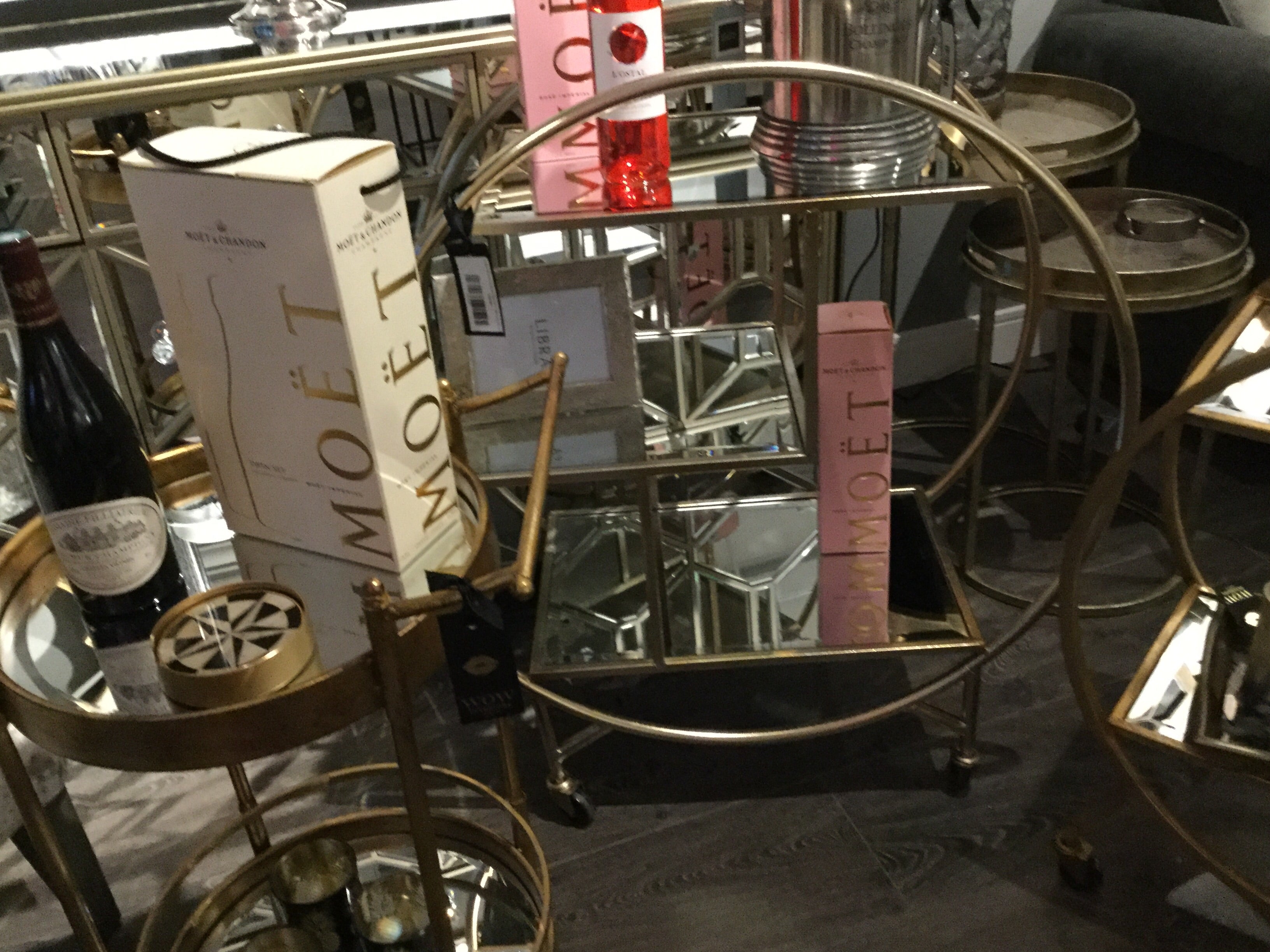 Bar cart trolley gold champagne for collection
