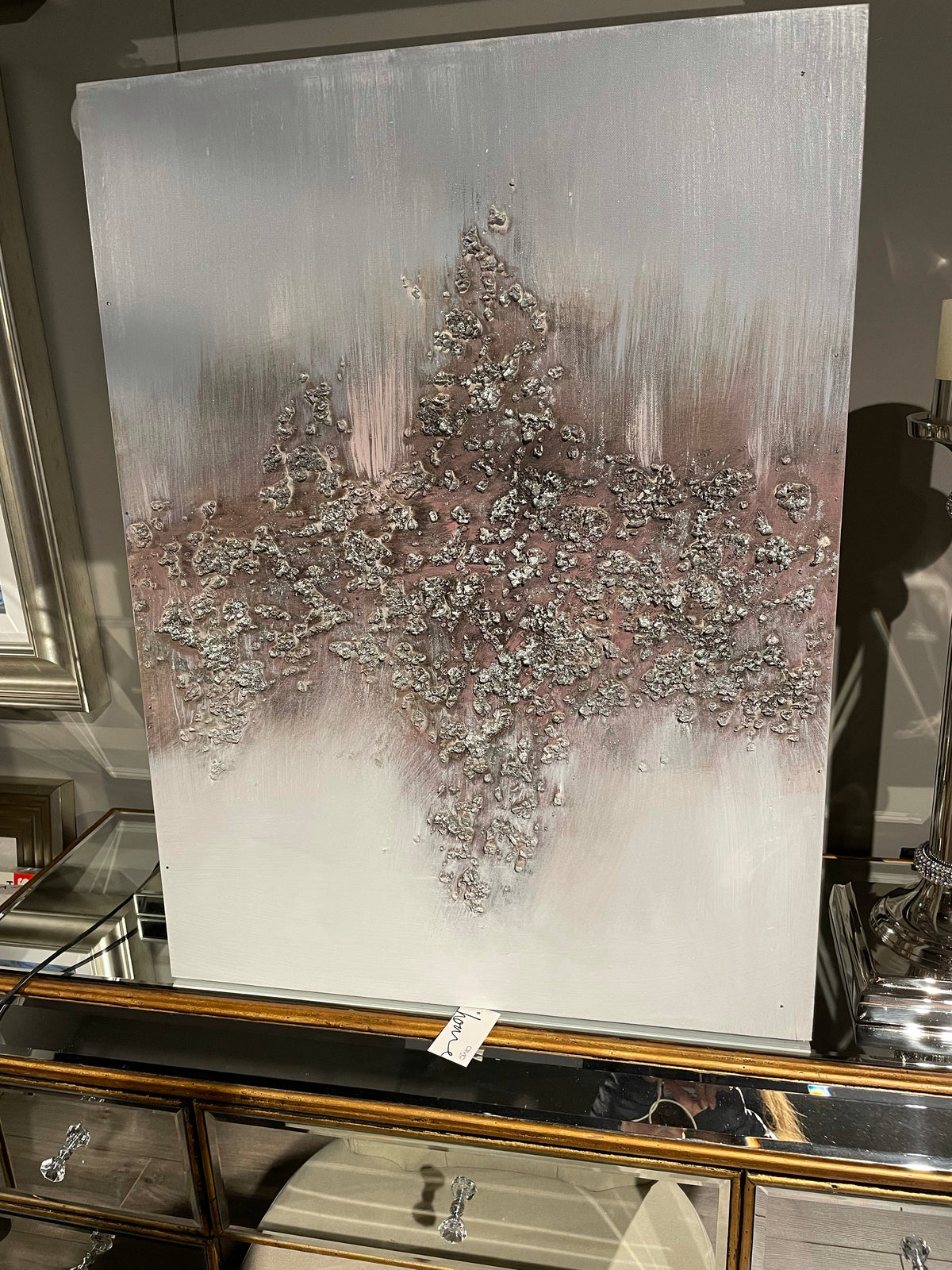 Pink and silver canvas picture 60 x 80 cm CLEARANCE OFFER Collect, or delivery available