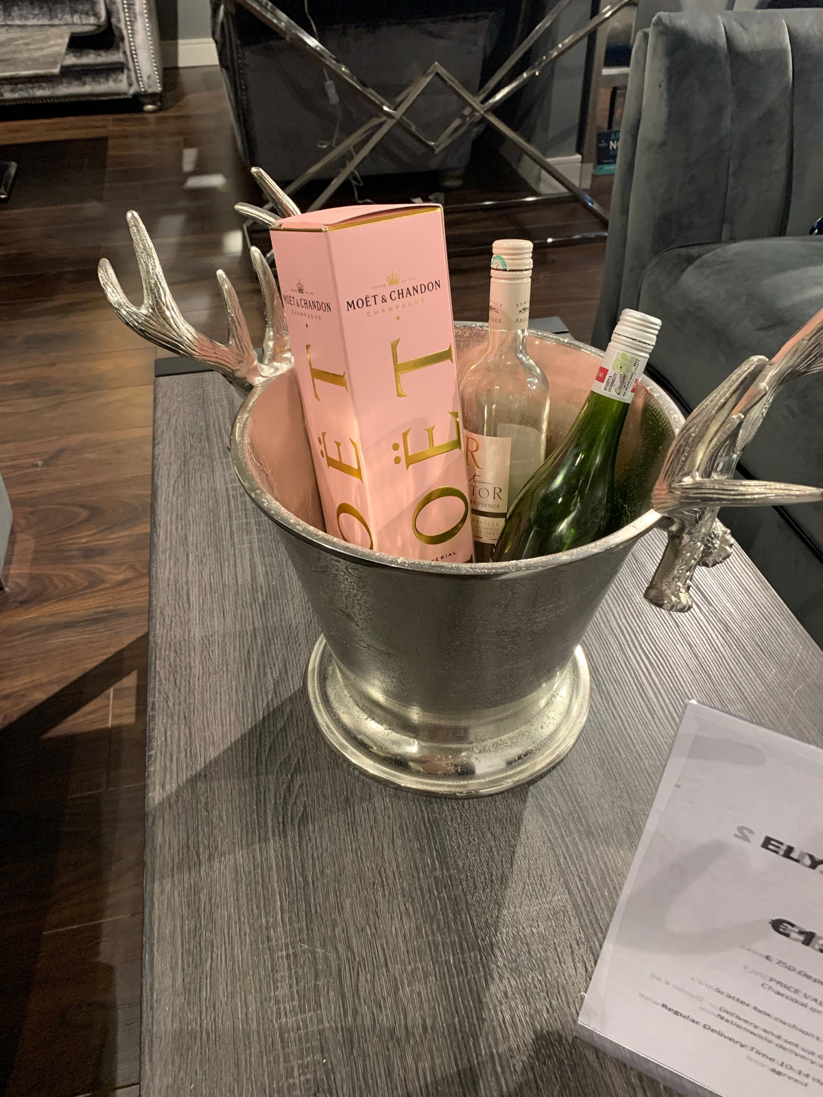 Large wine cooler with antlers