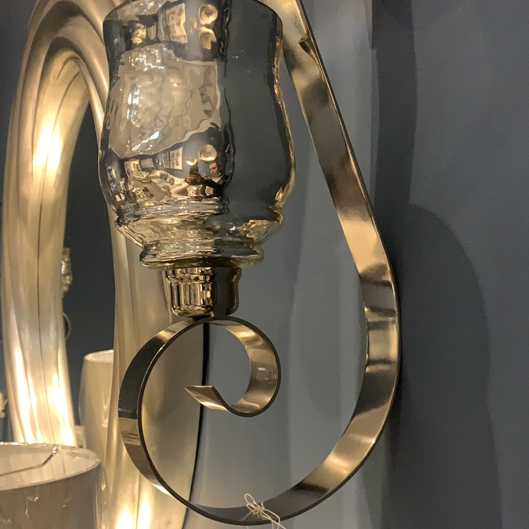 Scroll Sconce In Polished Nickel With A Silver Lustre