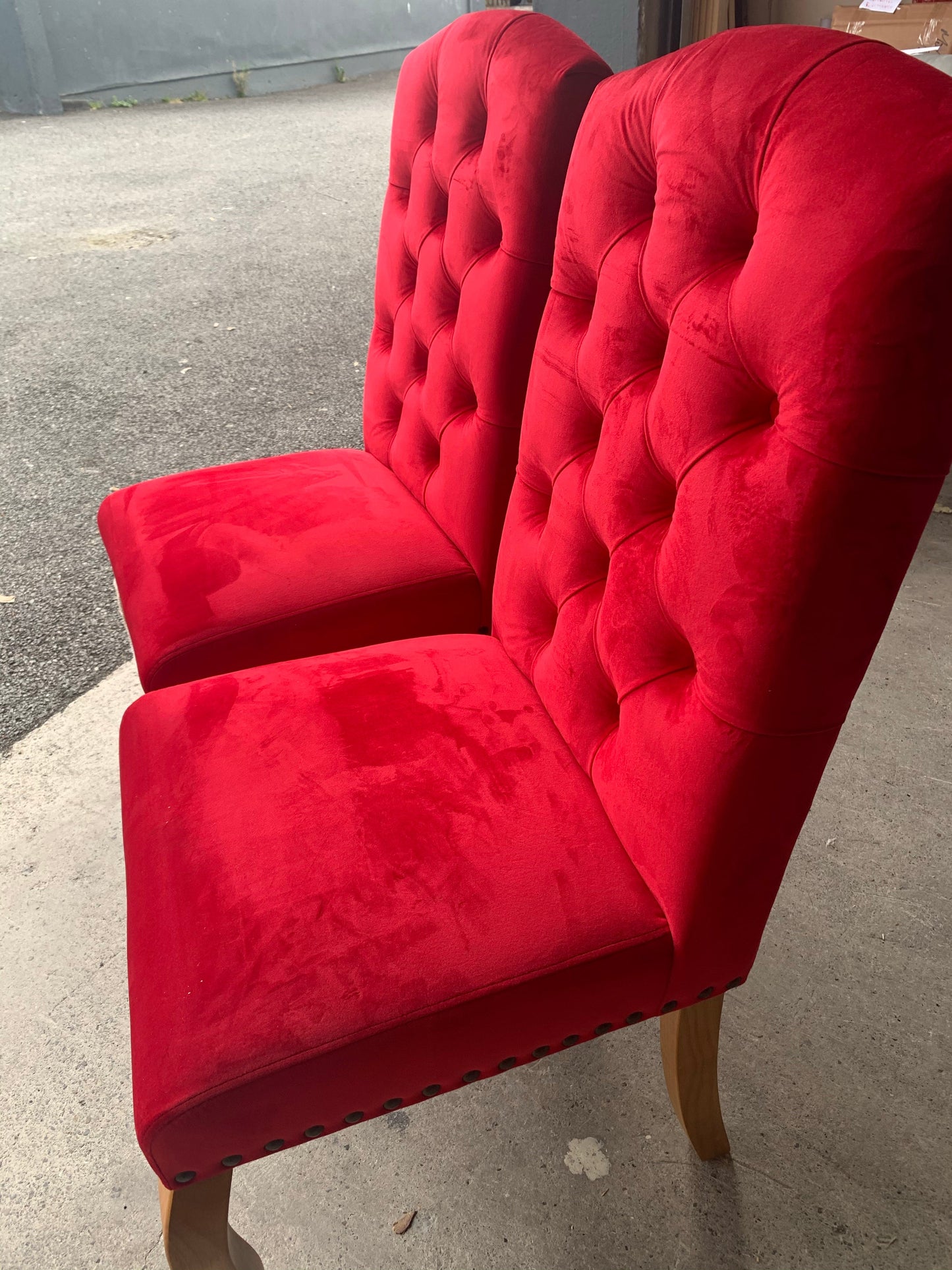 Stunning Red velvet chairs CLEARANCE collection only