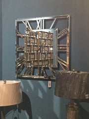 Large Mirror square clock  with Roman numerals 80 cm Instore purchase sold as seen