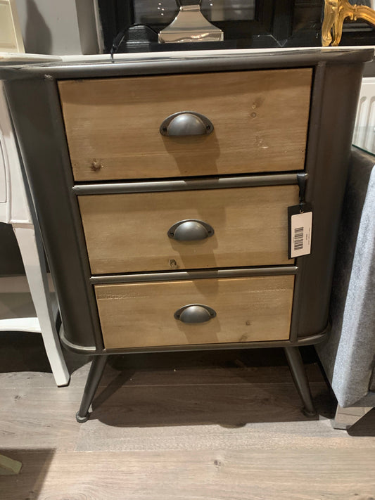 Urban Vintage Retro Bedside Cabinet 3 drawer LAST ONE ...CLEARANCE Click N Collect