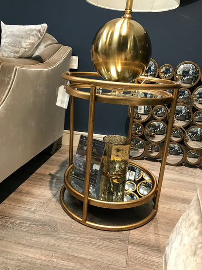 Emilia Side Table Mirrored With Shelf