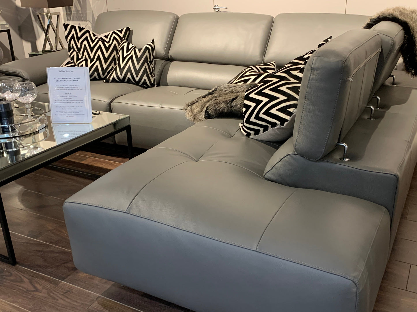 Blossom finest leather sofa deal with recliner reduced save €1000 today