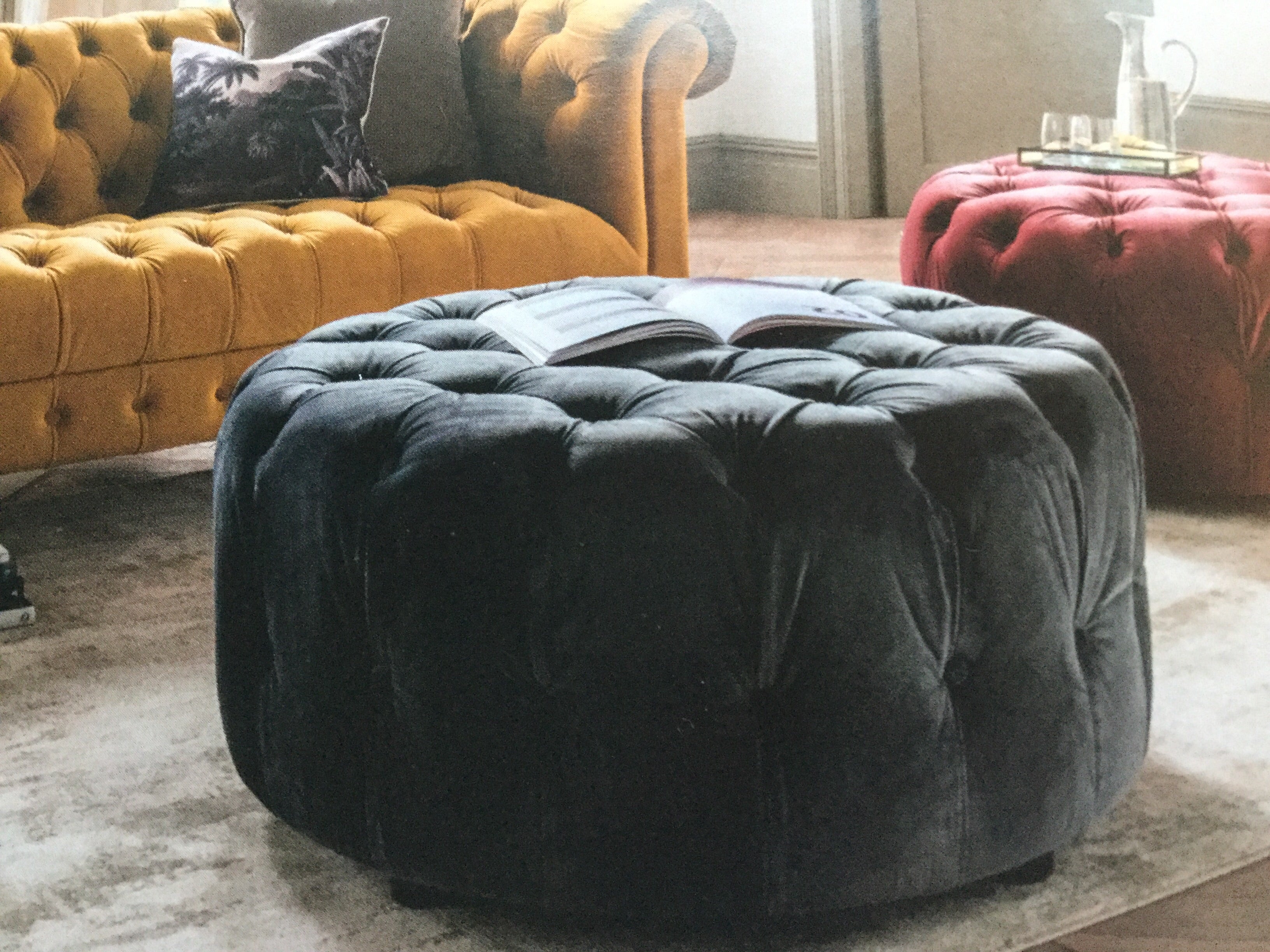 Darby footstool  in grey or berry Instore purchase only /collection