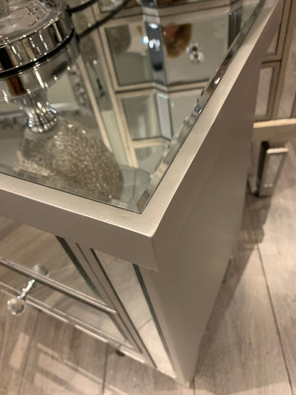 Vision 2 drawer mirrored Bedside Cabinet VALUE RANGE ! Champagne silver   trim
