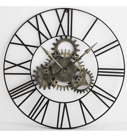 Rimini large black clock with NON moving gears  90 cm for collection