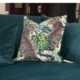 Malini Leopard cushions in green /white clearance Instore only