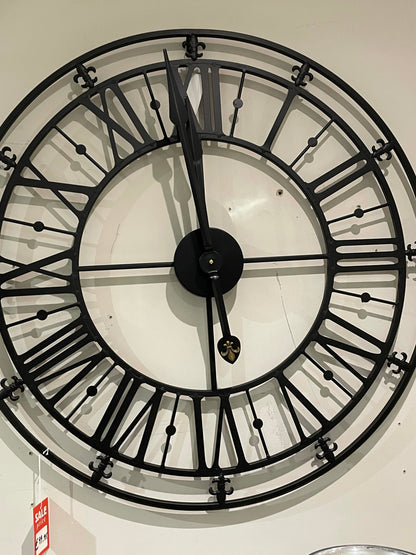 MEDIUM BLACK IRON SKELETON CLOCK 309 clearance Instore