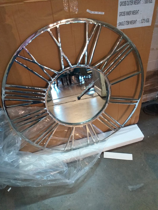 Large  Round  Chrome Wall Clock Click N collect