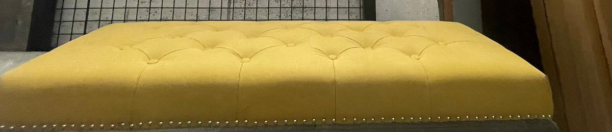 Shankar buttoned bench in Stonewash yellow Clearance Instore purchase only