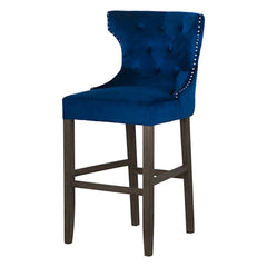 Navy Jonathan Paris velvet  bar stool with stud detail view Instore to purchase reduced disposal  clearance offer