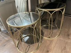 Nest of tables in champagne with mirror top for collection only