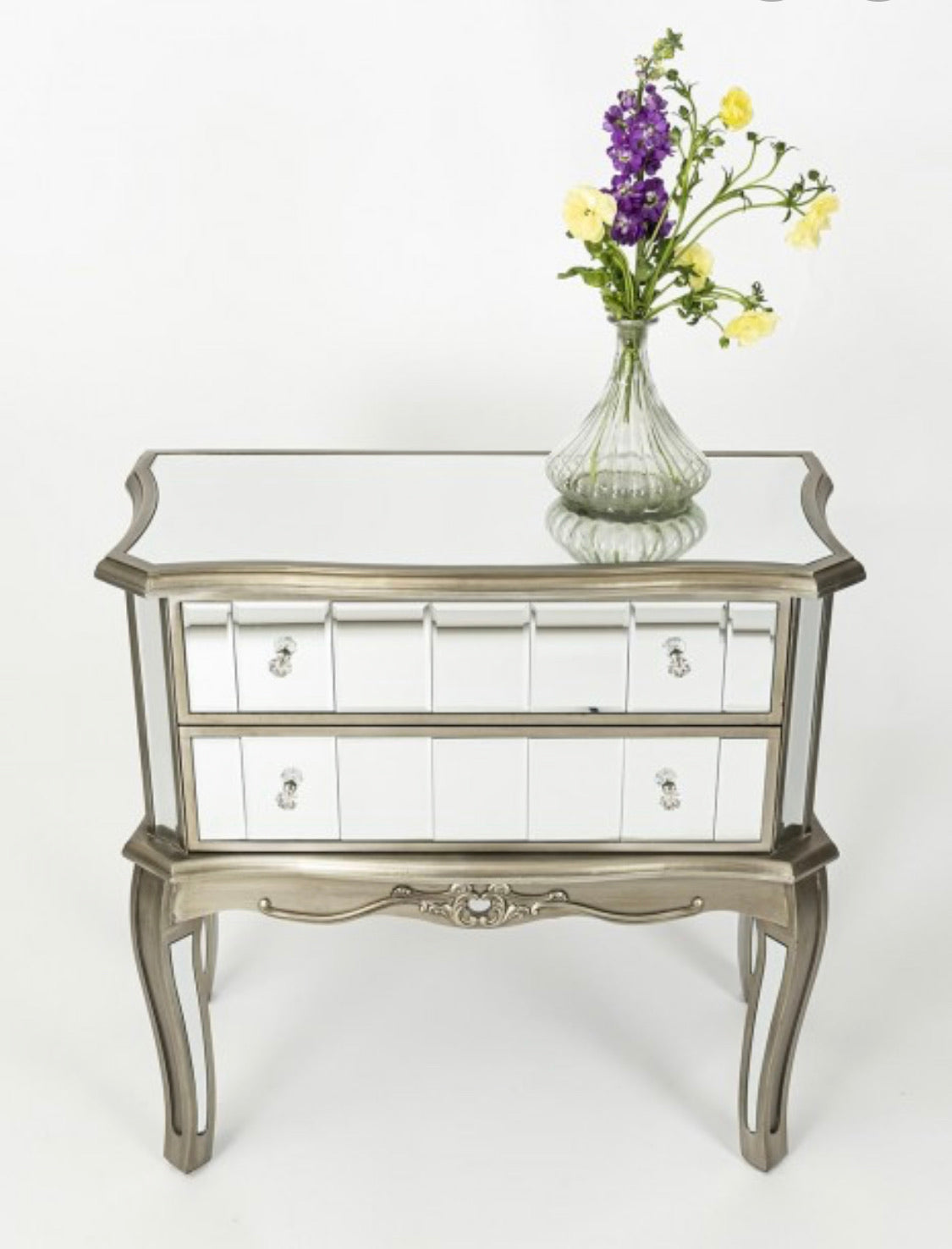 Annabelle French style mirrored 2 drawer wide chest of drawers 003  outlet clearance set of 2 view instore to purchase