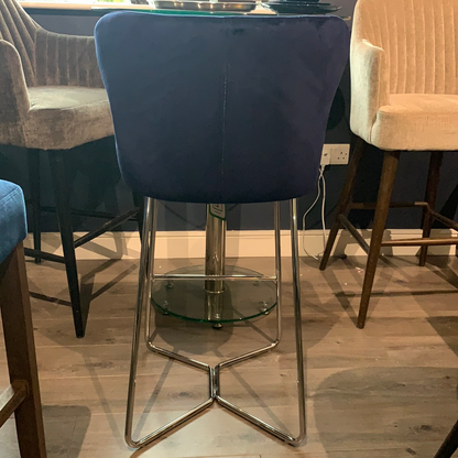 Felix Bar Stool Navy with Chrome Leg for collection only last one HALF PRICE or less